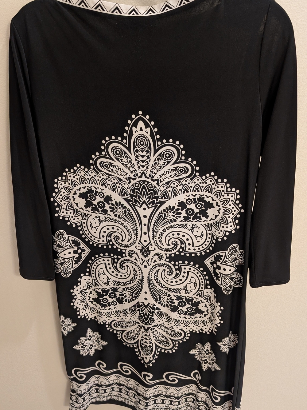 Signature Black Dress with White Paisley Motif